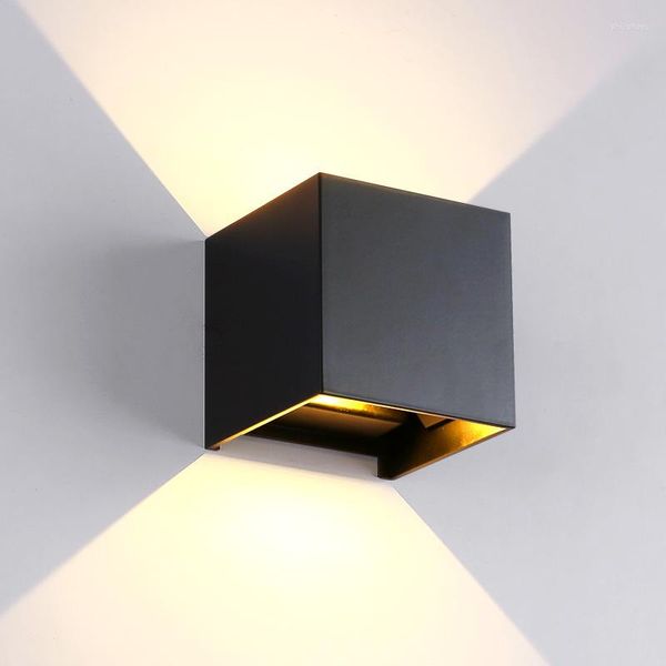 Lampada da parete IP65 Cubo Orientabile Superficie da esterno Illuminazione a Led Impermeabile Luce su e giù per esterno