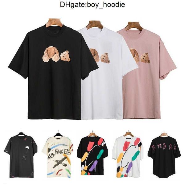 Mens Palms Bat Sleve Tişört Tasarımcı Pa Angels Doğrudan Sprey Baskılı Harfler Grafik Tees Moda Kadınlar Yaz Sokağı Hip Hop Polo Q9v3