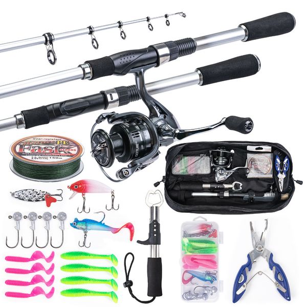 Rod Reel Combo Goture Conjunto de pesca telescópica 2 1m 2 4m 2 7m com alicate giratório de metal 230809