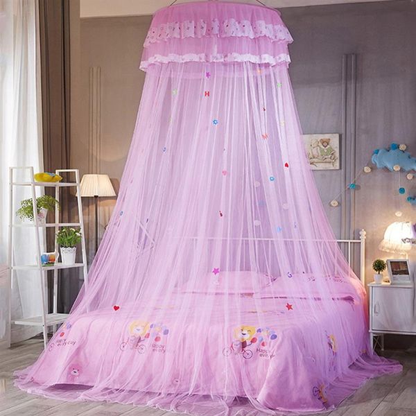 Bambini elegante letto in tulle letto a cupola rete a baldacchino circolare rosa cupola rotonda biancheria da letto zanzariera per Twin Queen King2993