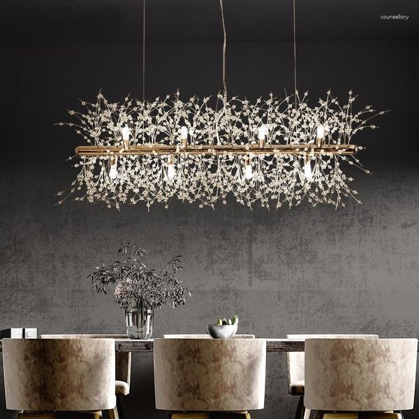 Pendelleuchten Moderne Luxus Kristall LED Kronleuchter Beleuchtung Nordic Gold Silber Löwenzahn Wohnzimmer Restaurant Dekoration Licht