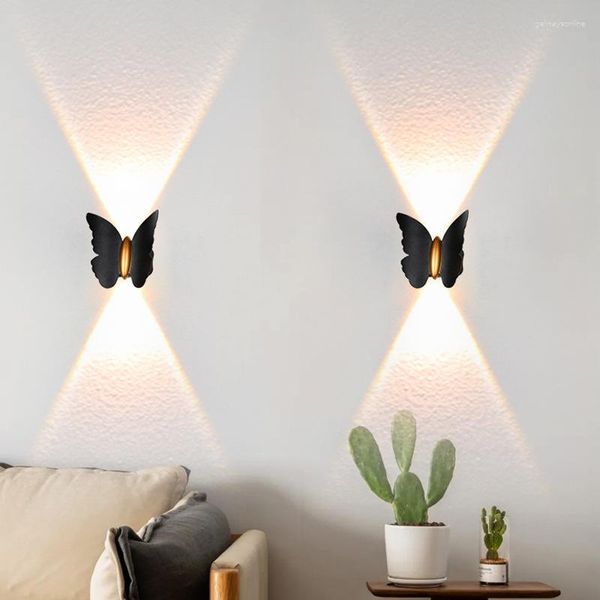 Lâmpada de parede LED borboleta nórdica ao ar livre luzes à prova d'água minimalista moderna luz interior sala de estar quarto corredor decoração