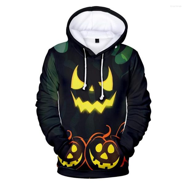 Moletom Masculino Outono/Inverno Moda Moletom Com Capuz Halloween Cabeça de Abóbora Casual Street Blazer Masculino/Menino O-neck 3D Prin