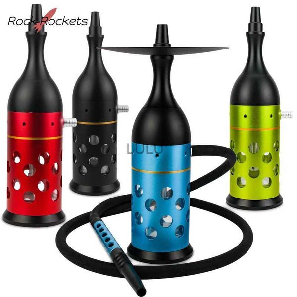 R R Komplettes Luxus-Shisha-Set mit LED-Licht, Tonschale, Metall-Shisha, Narguilhe, komplettes Set, Wasserpfeife, Rauchzubehör, Geschenke, HKD230809