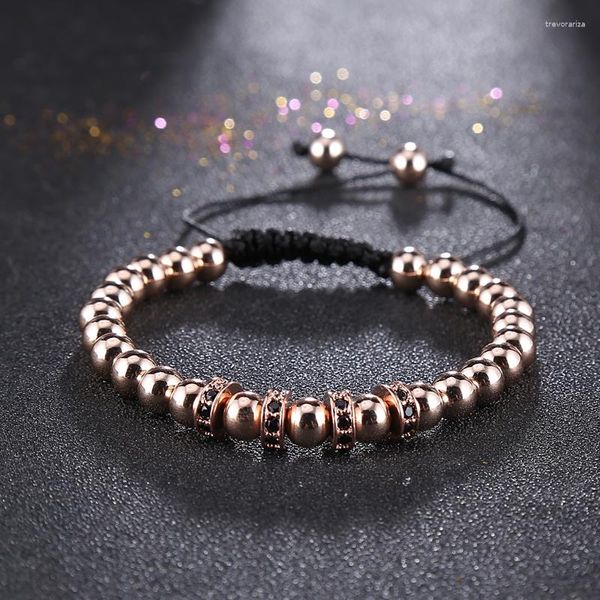 Charm Bracelets Zircon Stoppers Bangle Men 6 Mm Micro Pave CZ Beads Trançado Macramê Presente de Dia dos Namorados