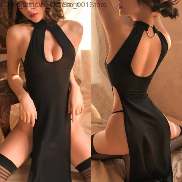 Vestido de noite sexy roupa íntima feminina sem virilha sem calor nas costas sutiã oco aberto vestido corpo roupa íntima babydoll Z230809