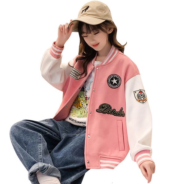 Giacche Abbigliamento per ragazze Capispalla Primavera Autunno Moda Uniformi da baseball Abbigliamento per bambini per adolescenti Giacca patchwork Top 8 10 11 12 anni 230808