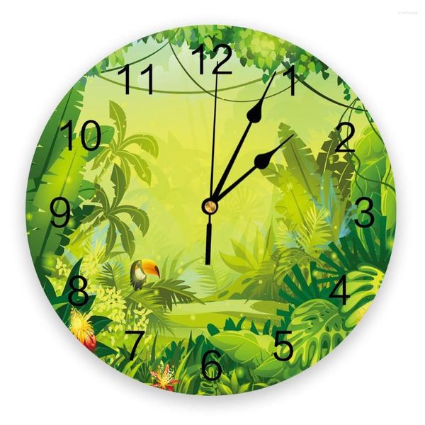 Настенные часы лесные птица цветочные часы гостиная домашняя декор Большой круглый ряд Quartz Стол Стол