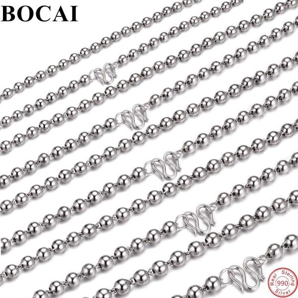 Ketten BOCAI S990 Sterling Silber Halskette Runde Perle Hals Kette Mode Klassische Buddha Reine Argentum Schmuck Für Männer und Frauen