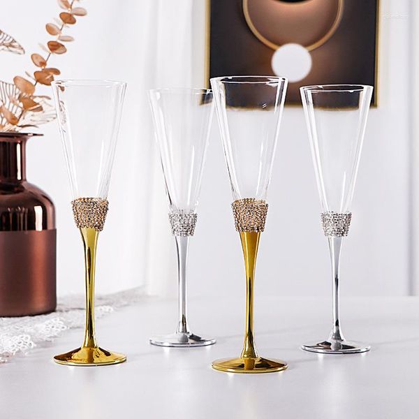Bicchieri da vino Bicchiere da sposa Cristallo Champagne Amante Strass Calice Banchetto Flauti Regali