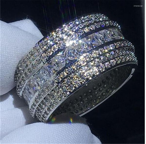 Cluster Ringe Luxus Big Zirkon Stein 925 Sterling Silber Runde Band Für Frauen Modeschmuck 2023 Hochzeit Verlobungsring