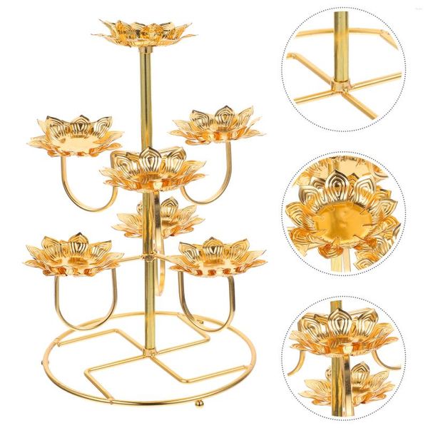 Portacandele Scrivania Topperative Lotus Seat Temple Portacandele Rack Tea Candeliere in metallo Supporto in acciaio inossidabile Creativo