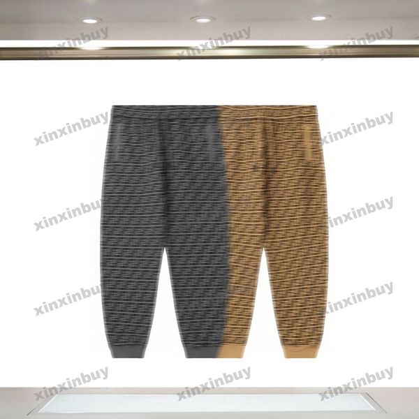 xinxinbuy erkek kadın tasarımcı pantolon çift harfli baskı cep bahar yaz gündelik pantolon mektup siyah khaki s-2xl