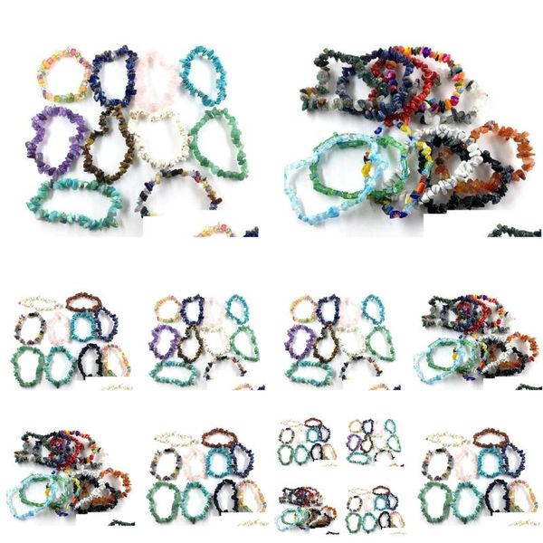 Perline Bracciale di cristallo curativo naturale Mti Colori Gemma 15-18 cm Braccialetti di pietra elasticizzata Chakra misto Goccia Consegna Giardino domestico Ar Dhzho