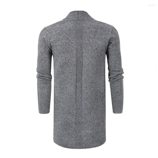 Maglioni da uomo Cardigan con collo a bavero Cappotto elegante Tinta unita Manica lunga Parte anteriore aperta con tasche Maglia di media lunghezza