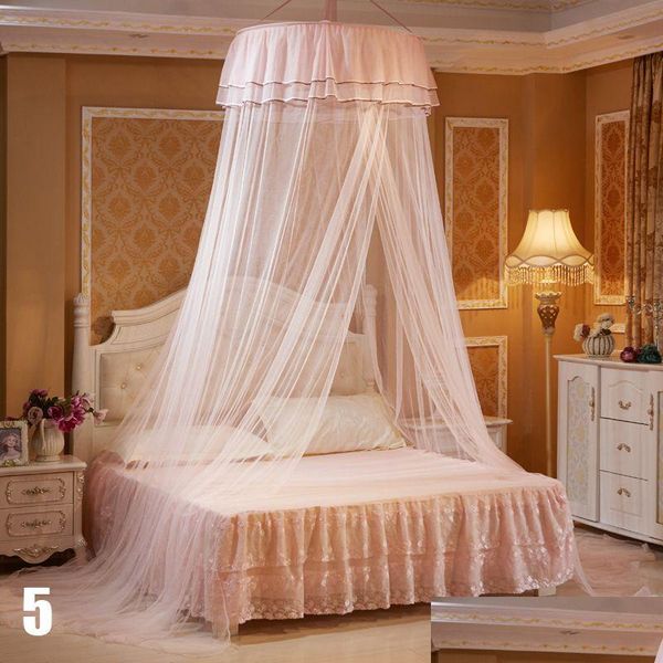 Rede Mosquiteira Várias Cores Elegante Roupa de Cama Redonda Casa Cortina Cúpula Cama Princesa Canopy Malha Cinto 2 Borboleta Drop Delivery Jardim Tex Dhsbm