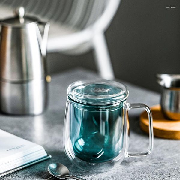 Şarap bardakları nordic tarzı ısıya dayanıklı çift duvarlı çay cam fincan kahve seti yaratıcı sağlıklı içecek şeffaf içecek