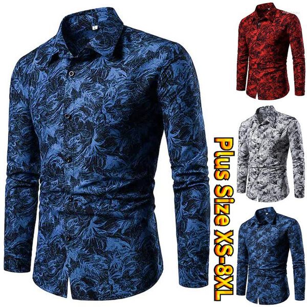 Camicie casual da uomo Camicia da giorno a maniche lunghe con stampa cool Design classico Button Down Vestibilità slim alla moda XS-8XL