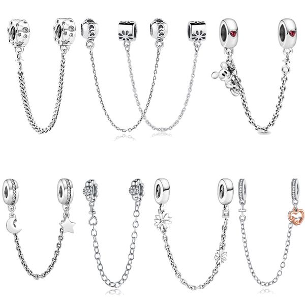 925 Sterling Silber Buchstabe Liebe Charm Sicherheitskette Europäischer und amerikanischer beliebter Schmuck DIY passend für Pandora-Armband-Halskette für Frauen Partygeschenk