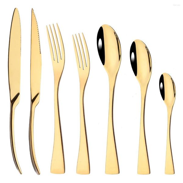 Geschirr Sets Gold Spiegel Besteck Set Edelstahl Besteck Küche Hause Dessert Gabel Löffel Messer Besteck Geschirr