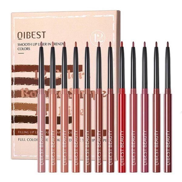 Lippenstift-Lippen-Make-up-Set, 12-teilig, wasserfest, matt, hochpigmentiert, Bleistift, Buntstift, langlebig, Antihaft-Liner für 230808