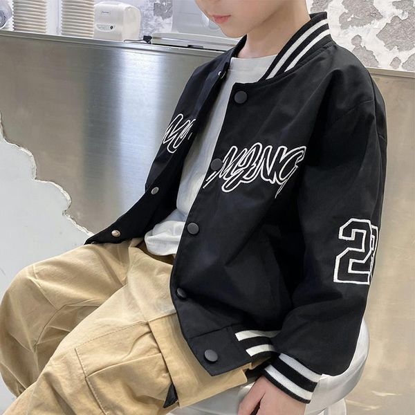 Jacken Mode Jungen Jacke Koreanische Frühling/Herbst Brief Jacke Jungen Baseball Kleidung Weihnachten Geburtstag Geschenk 4 5 6 8 10 12 Y 230808