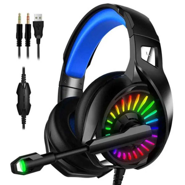 Kulaklık 7.1 Sanal Kablolu Kulaklık 4D Stereo RGB Işık Oyunu Kulaklıklar Xbox One Bilgisayar PS4 Gamer HKD230809