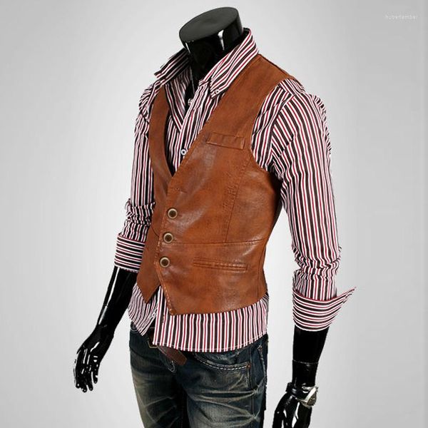 Gilet da uomo Gilet in pelle Cappotto Corea Fashion Street Dress Slim Luxury Designer Top senza maniche