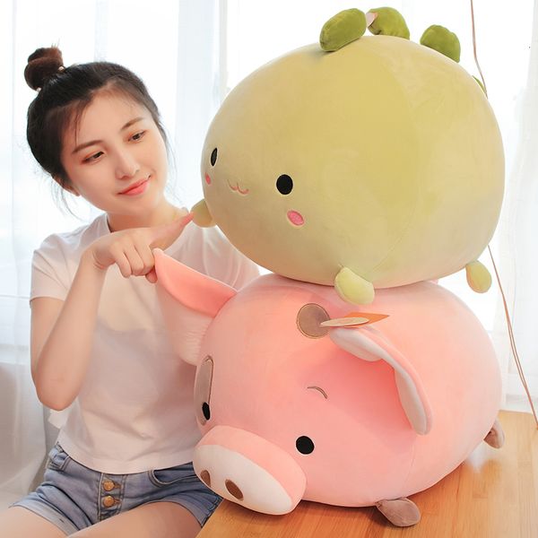 Muñecos de peluche Kawaii Animal Dulce Grasa Dinosaurio Cerdo Shiba Inu Perro Juguete de peluche Elefante de dibujos animados suave Muñeco de peluche Bebé Almohada Regalo 3545 cm 230809