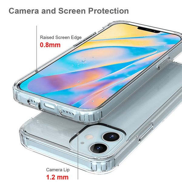 Прозрачный прозрачный ударной ударной гибридный бампер Armor Bumper Soft Tpu Case для iPhone 14 14 Pro Max Plus 13 12 11 XSMAX 7 Plus Cover