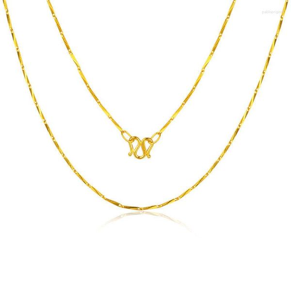 Chains Classic Women Wedding Necklace Yellow Gold Color Clavicle Chain Choker Anniversary Jewelry For Girlfriend Birthday Gifts Female