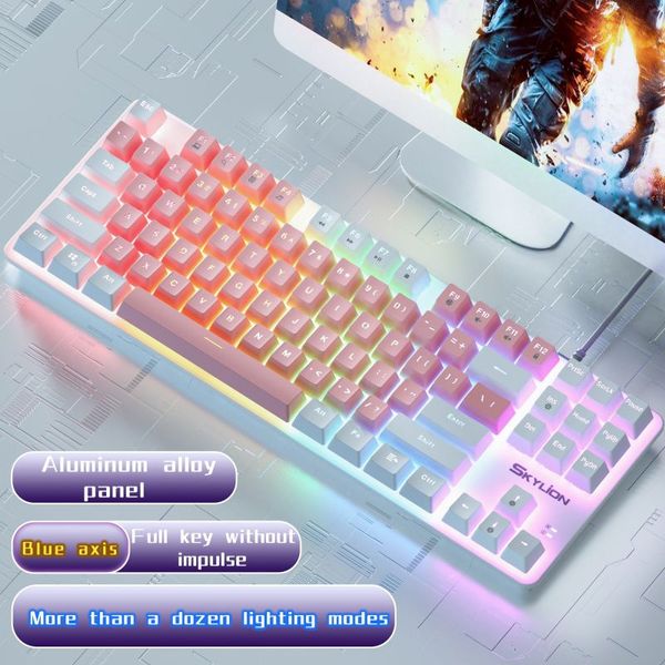 teclado mecânico com fio h87 10 tipos de jogos de iluminação colorida e escritório para microsoft windows e apple ios system