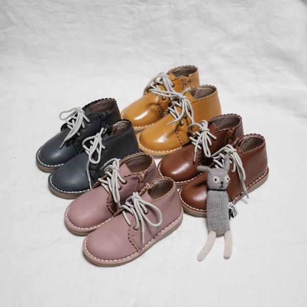 Spor ayakkabıları gerçek deri çocuk botları el yapımı inek derisi kızlar sıradan çocuk binicilik öğrenci çocuk ayakkabıları 230809
