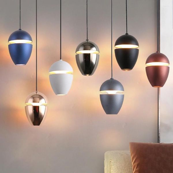 Lampade a sospensione Nordic Modren Camera da letto Luce colorata Semplice ristorante creativo El Reception Home Living Room Decor Droplight