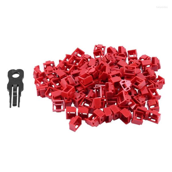 Chaveiros 100 Pçs Vermelho Porta RJ45 Ethernet LAN Hub Anti Poeira Capa Tampa Bloqueio Protetor Com Fechadura Proprietária E Chave