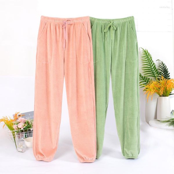 Pantaloni da pigiama in pile corallo da donna Pantaloni da pigiama in autunno e in inverno per la casa Possono essere indossati all'esterno di pantaloni larghi spessi di grandi dimensioni