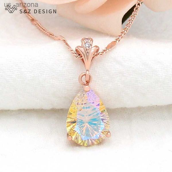 S Z Design New Fashion Luxury Water Drop Crystal подвесной ожерелье для женских свадебных ювелирных изделий L230620