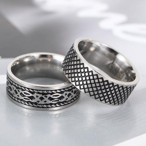 Cluster Ringe 2023 Punk Edelstahl für Männer Multi Styles Schwarz Farbe Vintage Schmuck Großhandel