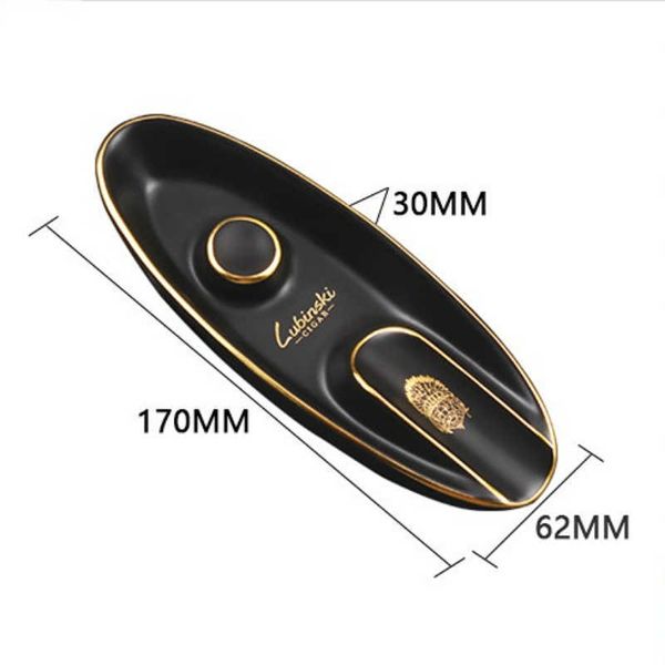 Posacenere per sigari Tipo di nave Disegno in oro in ceramica Singolo sigaro Posacenere portatile Accessori per fumatori HKD230809