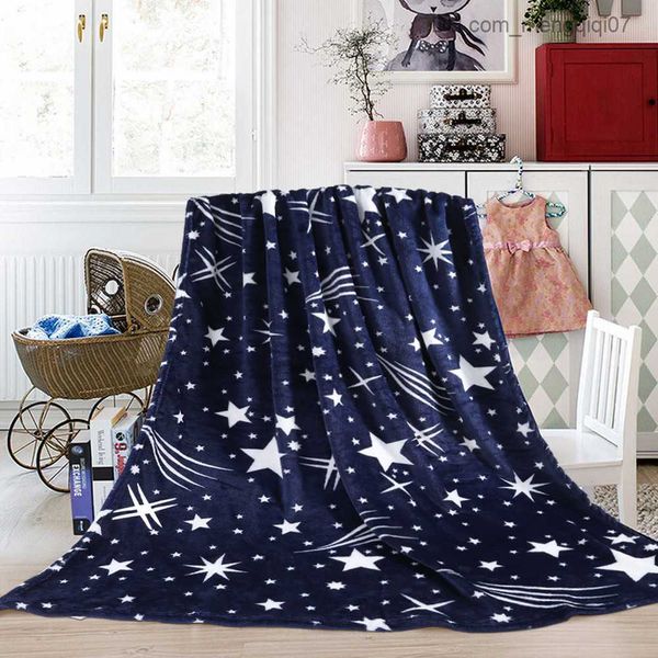 Cobertores Swaddling Super macio sofá de pelúcia capa de cama de carro moda estrela nota lã cobertor de pelúcia quente inverno infantil adulto capa de cama Z230809