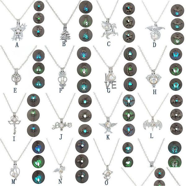 Collane con ciondolo Glow In The Dark Star Tree Of Life Dragon Love Owl Key Pegasus Open Cage Medaglioni Catena per le donne Gioielli di moda Dro Dhipn