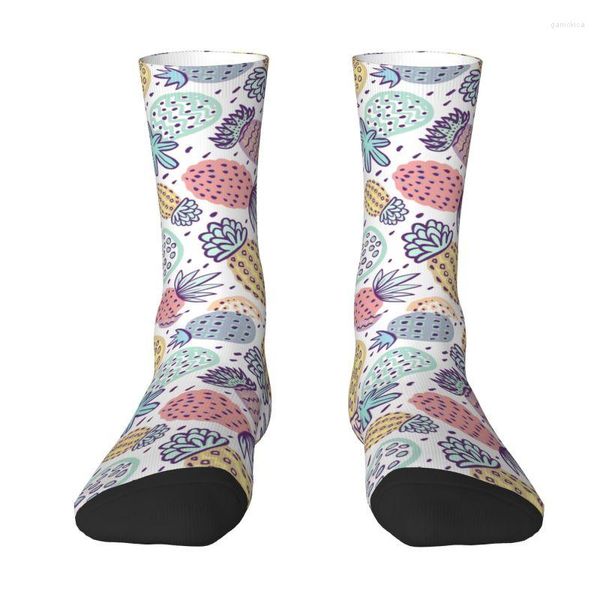 Herrensocken, süßes Herren-Ananas-Digital-Kunst-Kleid, Unisex, bequem, warm, 3D-gedruckte Crew