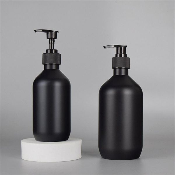 Dispenser di sapone nero opaco Lozione per le mani Shampoo Bottiglie di gel doccia 300ml Bottiglia di plastica PET da 500ml con pompe per bagno Camera da letto e cucina JL1837