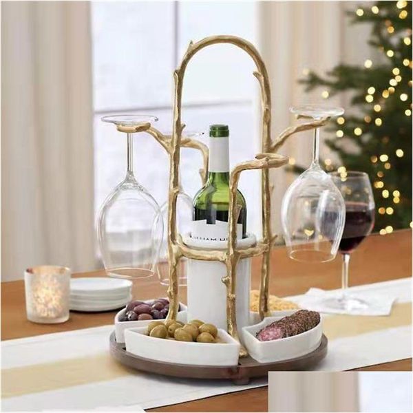 Pratos Pratos Resina de Carvalho Dourado Artesanato Pássaro de Natal Tigela Snack Rack Decoração Criativo Memorial Home Sala de Estar Drop Delivery Gar Dhlk6