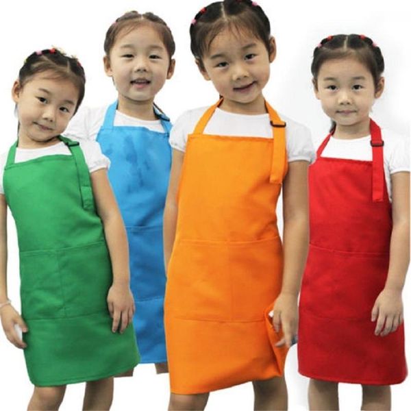 Novo avental infantil pintura infantil cozinha avental bebê cor sólida cozinha criança aventais limpos 250m