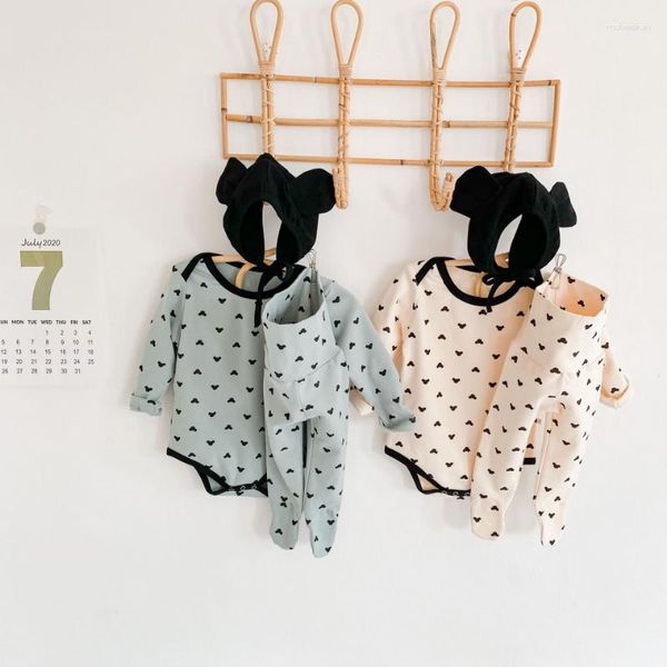 Conjuntos de roupas de bebê manga comprida macacão calças chapéu terno nascido macacão primavera meninas meninos conjuntos de roupas de algodão dos desenhos animados