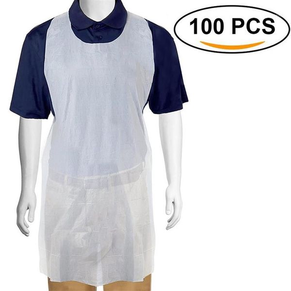 100 pezzi / set monouso bianco trasparente facile da usare grembiule da cucina grembiuli da cucina per donna uomo cucina grembiule da cucina 9961311192J