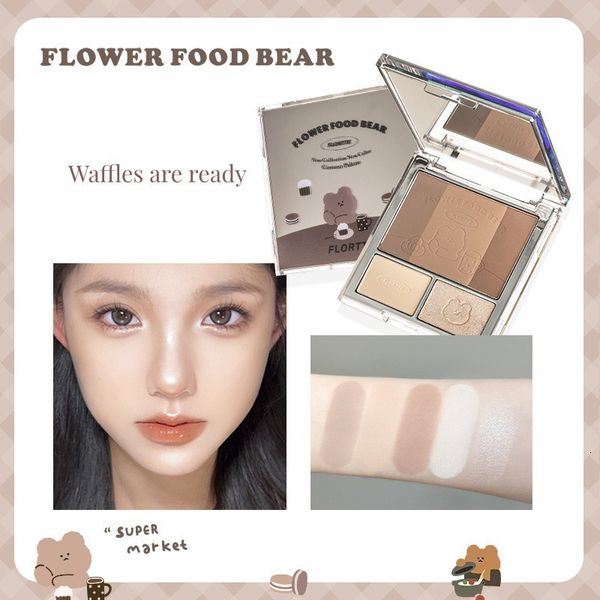 Body Glitter FLORTTE Color Makeup Plate Integrado Flower Food Bear Contour Palette Cosméticos Femininos Decore o Rosto e as Sombras 10g 230809