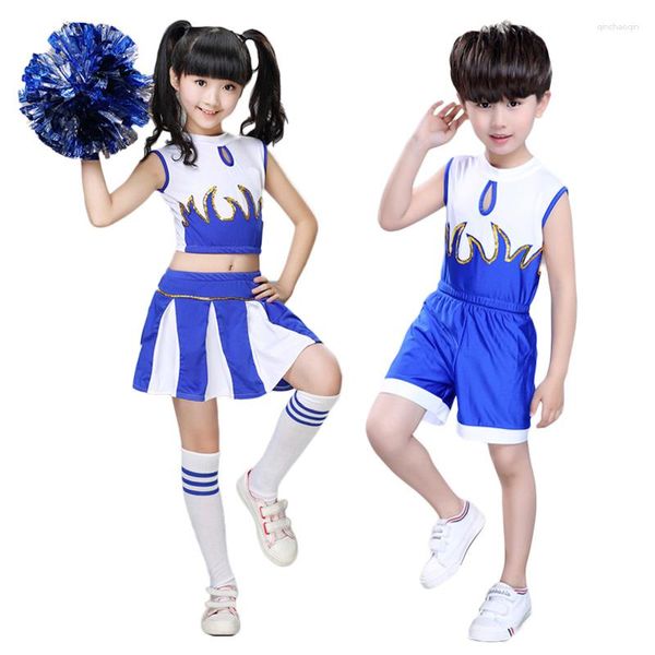 Abbigliamento da palestra Bambini Ragazze pon pon Costume da scolaretta Cheer Outfit per la festa di carnevale Halloween Cosplay Dress Up Clothes