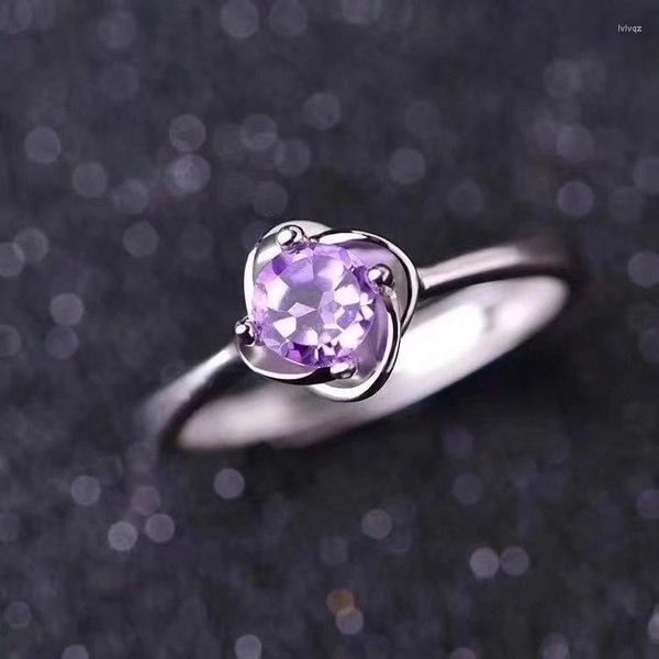 Cluster-Ringe LANZYO 925 Silber Amethyst Modeschmuck Großhandel Weißgold Romantische Hochzeit Super niedriger Preis J050501agz